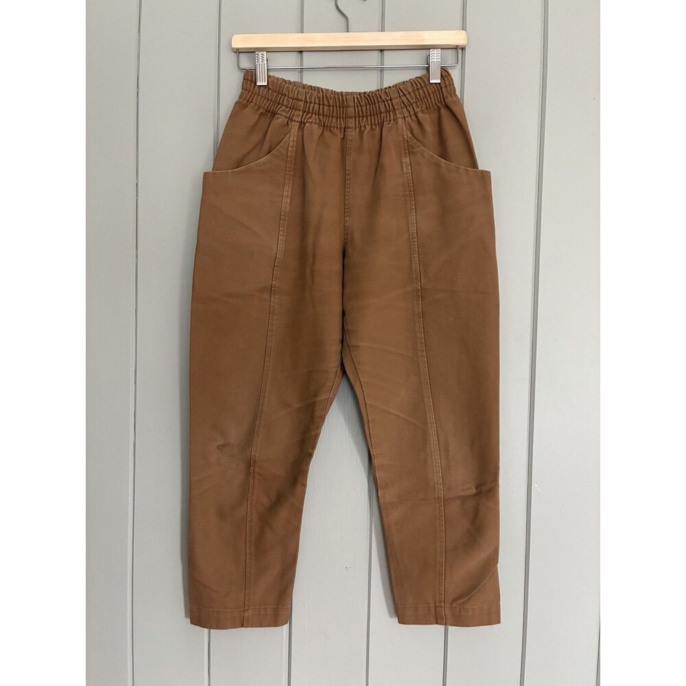 Elizabeth Suzann Clyde Work Pant Cotton Canvas 4 S Small Brown Pull-On Pockets